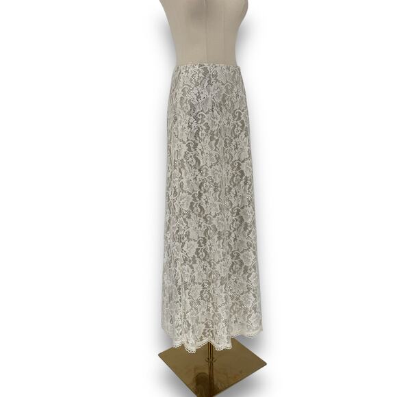 Vintage Y2K Jessica McClintock Millenium 2000 Ivory Sequin Lace Maxi Skirt, Sz 4 - Picture 2 of 10